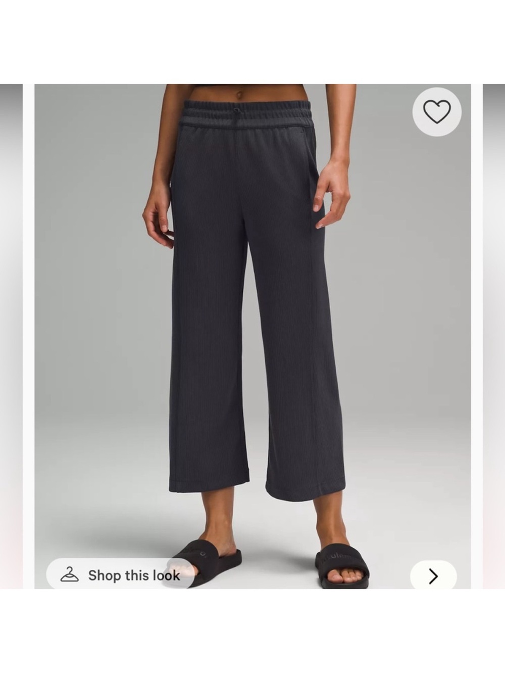 Lululemon Ribbed Softstreme Mid-Rise Wide-Leg Cropped Pant 25" - Graphite Grey 8
